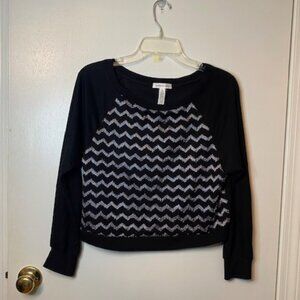 Ambiance Apparel Black and silver crop sweater